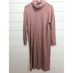 Winter Knit Boho Cozy Midi Dress Muted Pink Long Sleeve Women's Medium